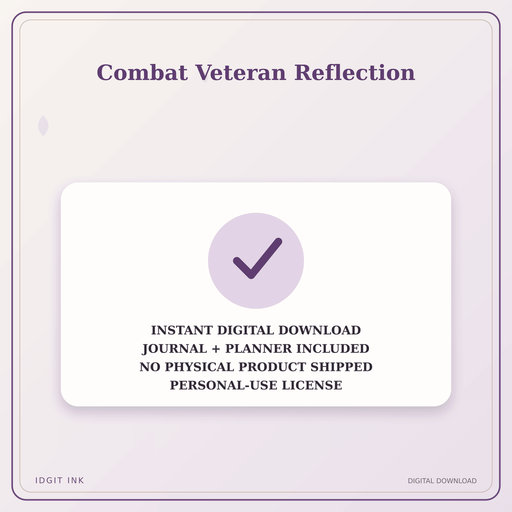 Idgit Ink Combat Veteran Reflection deluxe journal and planner bundle — instant download and no physical product notice