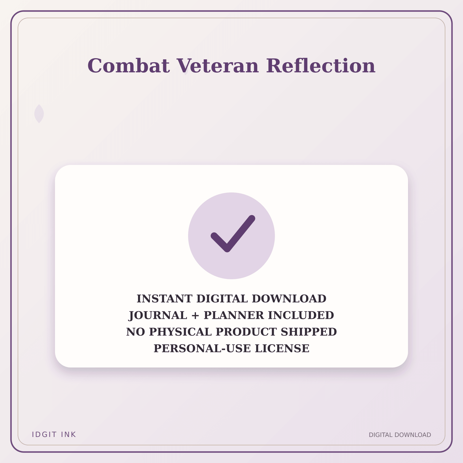 Idgit Ink Combat Veteran Reflection deluxe journal and planner bundle — instant download and no physical product notice
