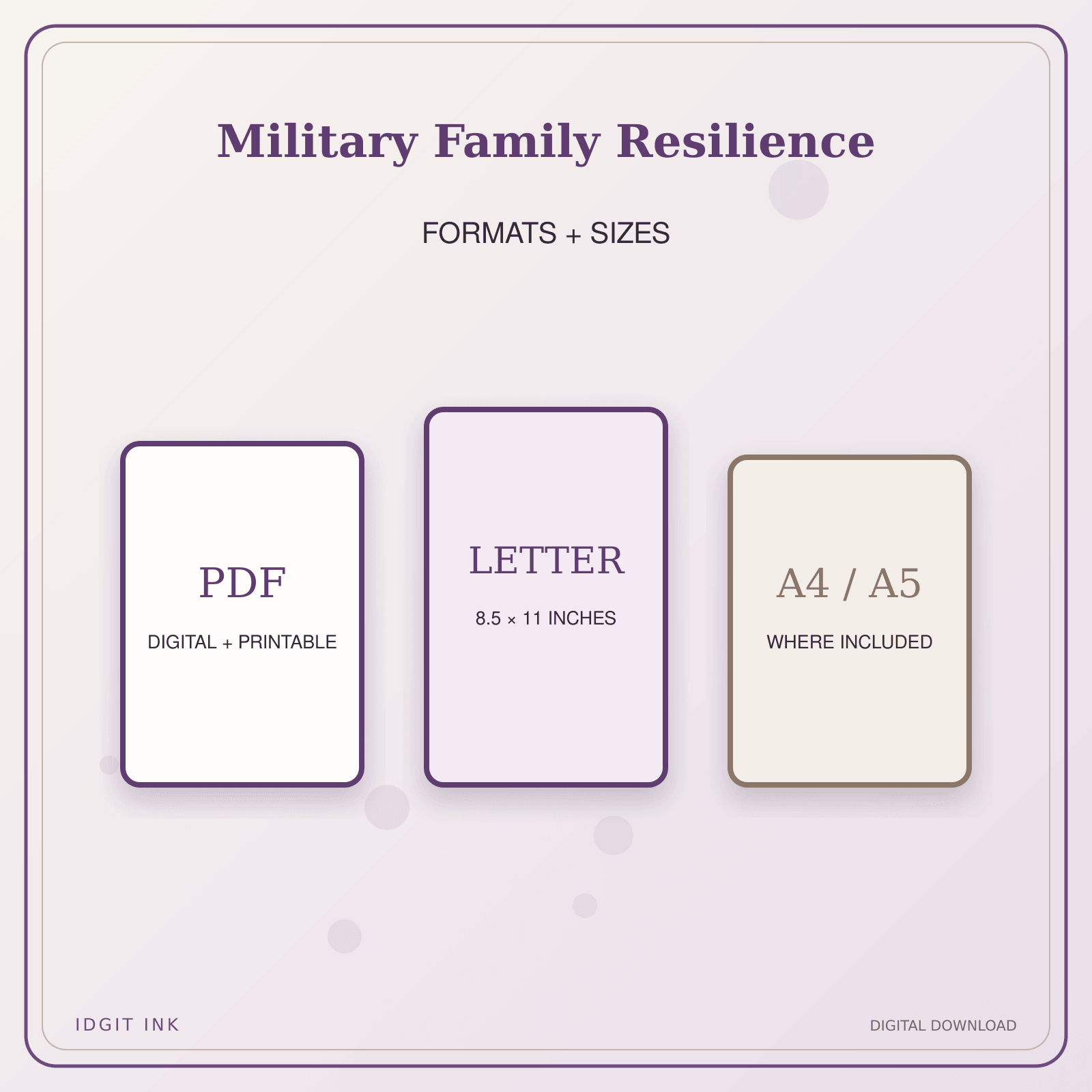 Idgit Ink Military Family Resilience deluxe journal and planner bundle — digital formats and available page sizes