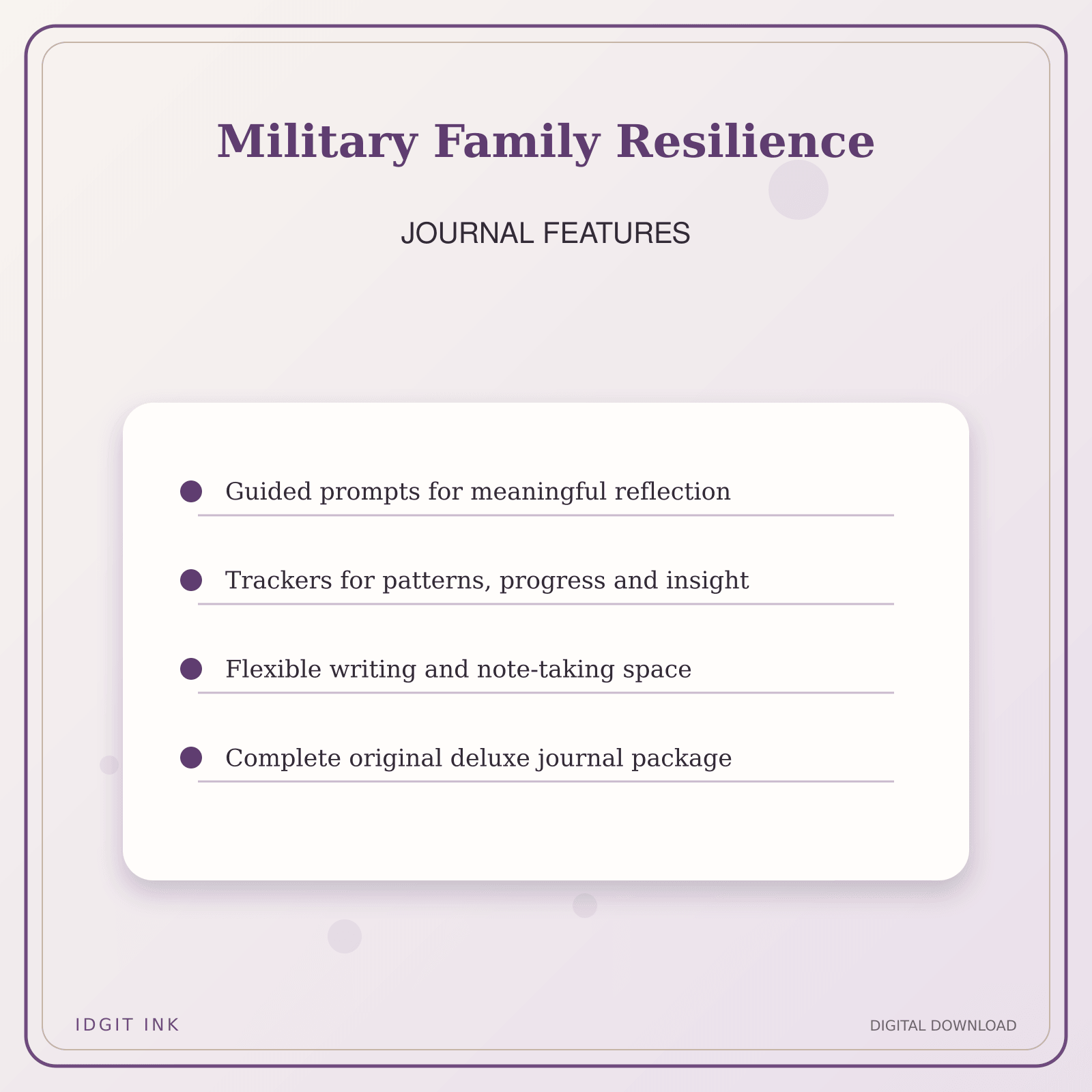 Idgit Ink Military Family Resilience deluxe journal and planner bundle — journal prompts and reflection features