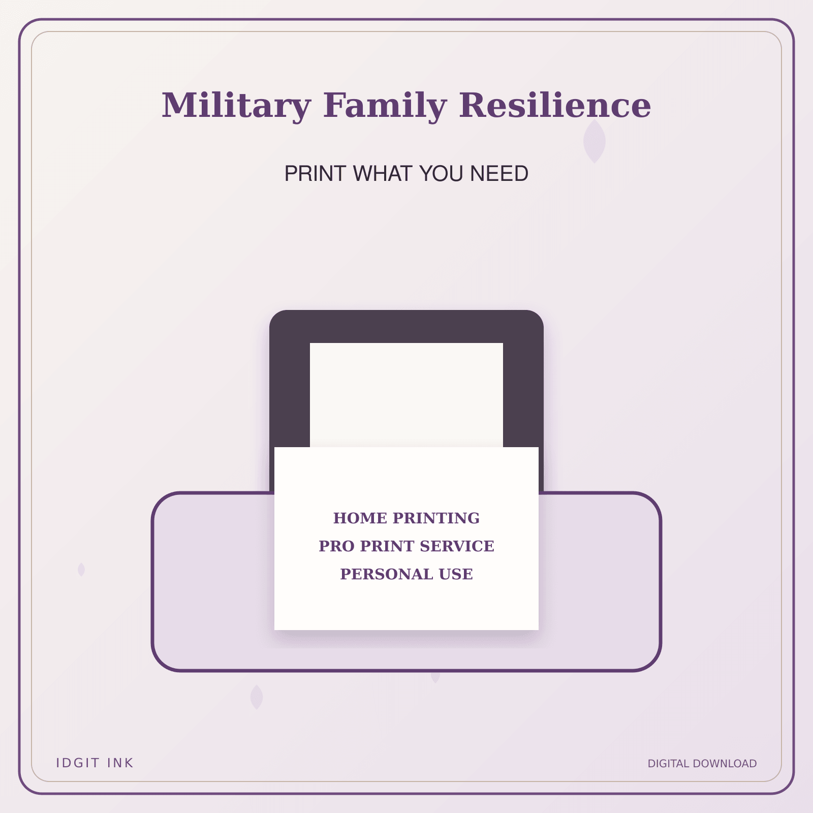 Idgit Ink Military Family Resilience deluxe journal and planner bundle — home and professional printing information