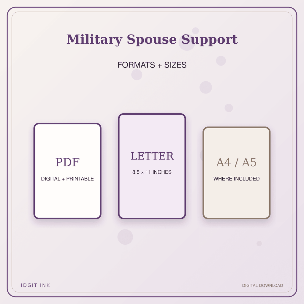 Idgit Ink Military Spouse Support deluxe journal and planner bundle — digital formats and available page sizes