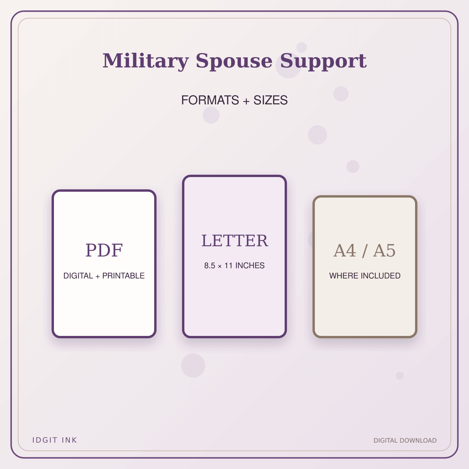 Idgit Ink Military Spouse Support deluxe journal and planner bundle — digital formats and available page sizes