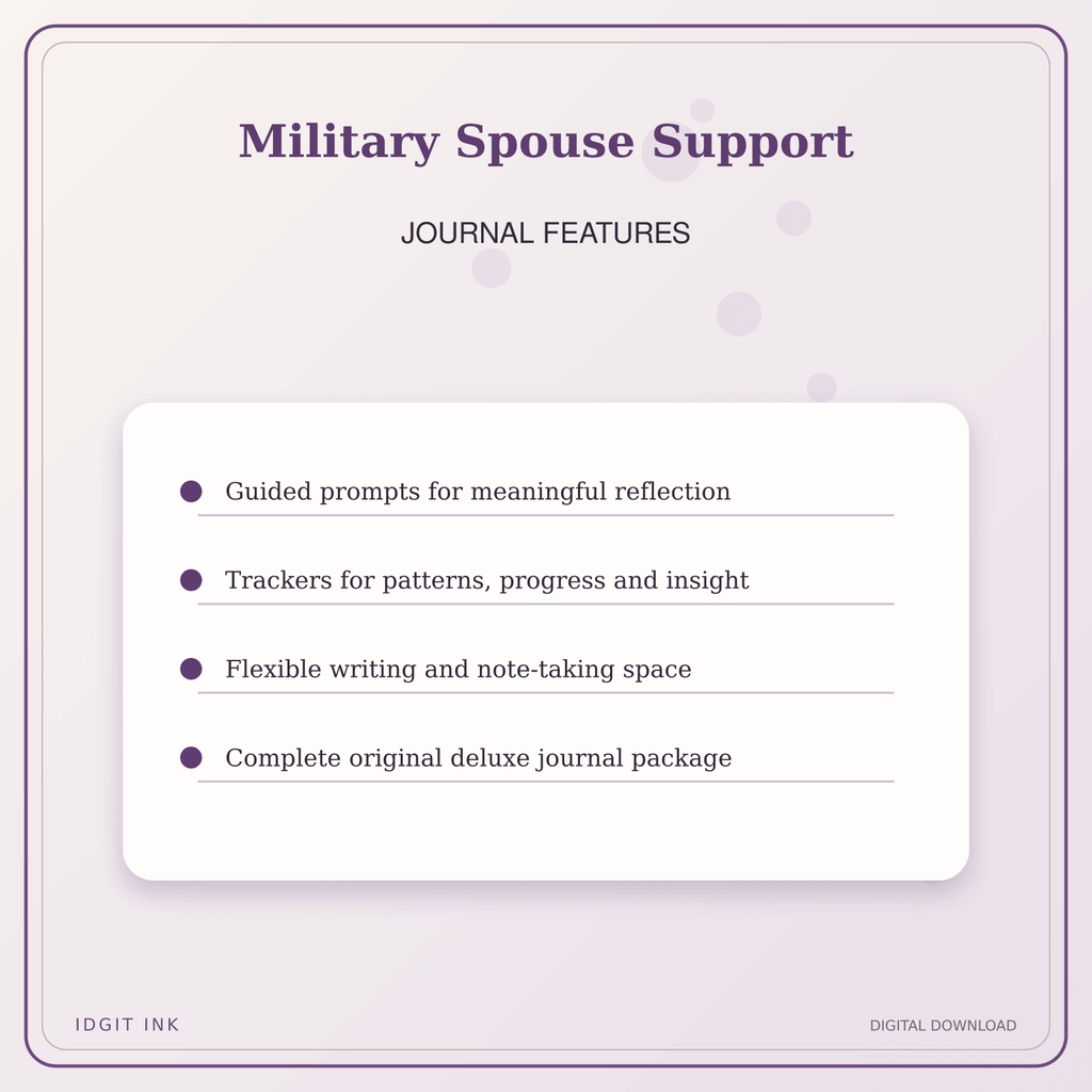 Idgit Ink Military Spouse Support deluxe journal and planner bundle — journal prompts and reflection features