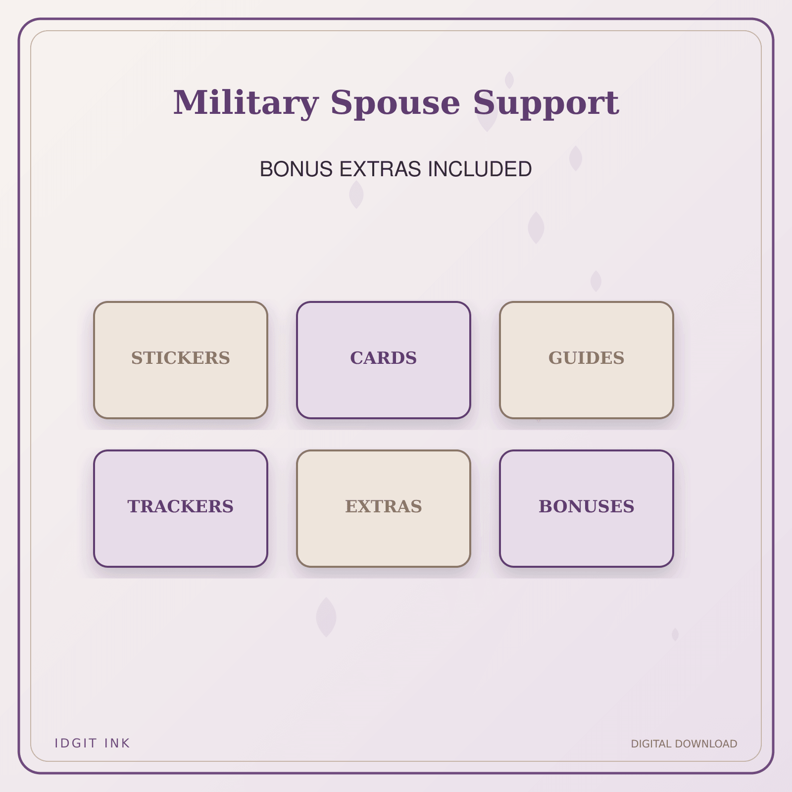 Idgit Ink Military Spouse Support deluxe journal and planner bundle — included digital stickers and cards