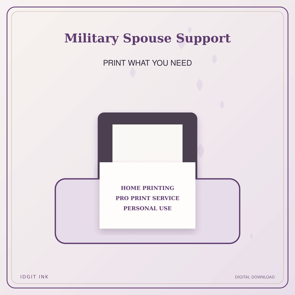 Idgit Ink Military Spouse Support deluxe journal and planner bundle — home and professional printing information