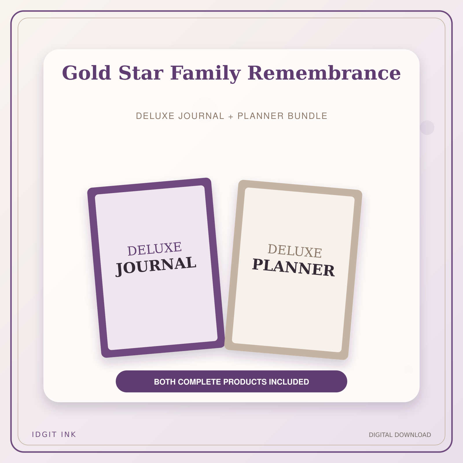 Idgit Ink Gold Star Family Remembrance deluxe journal and planner bundle — primary bundle cover showing both deluxe products