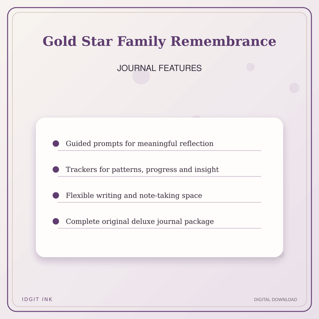 Idgit Ink Gold Star Family Remembrance deluxe journal and planner bundle — journal prompts and reflection features