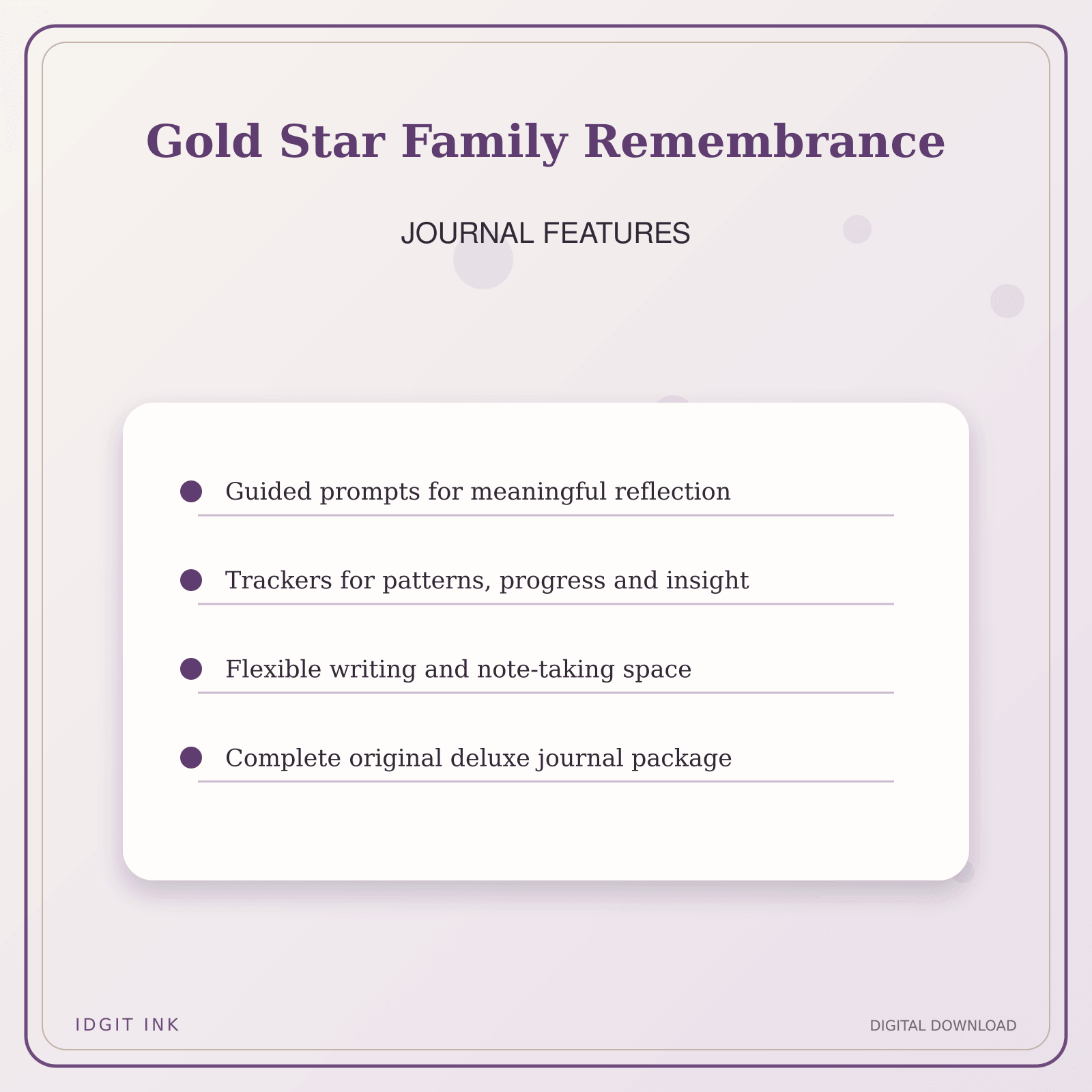 Idgit Ink Gold Star Family Remembrance deluxe journal and planner bundle — journal prompts and reflection features