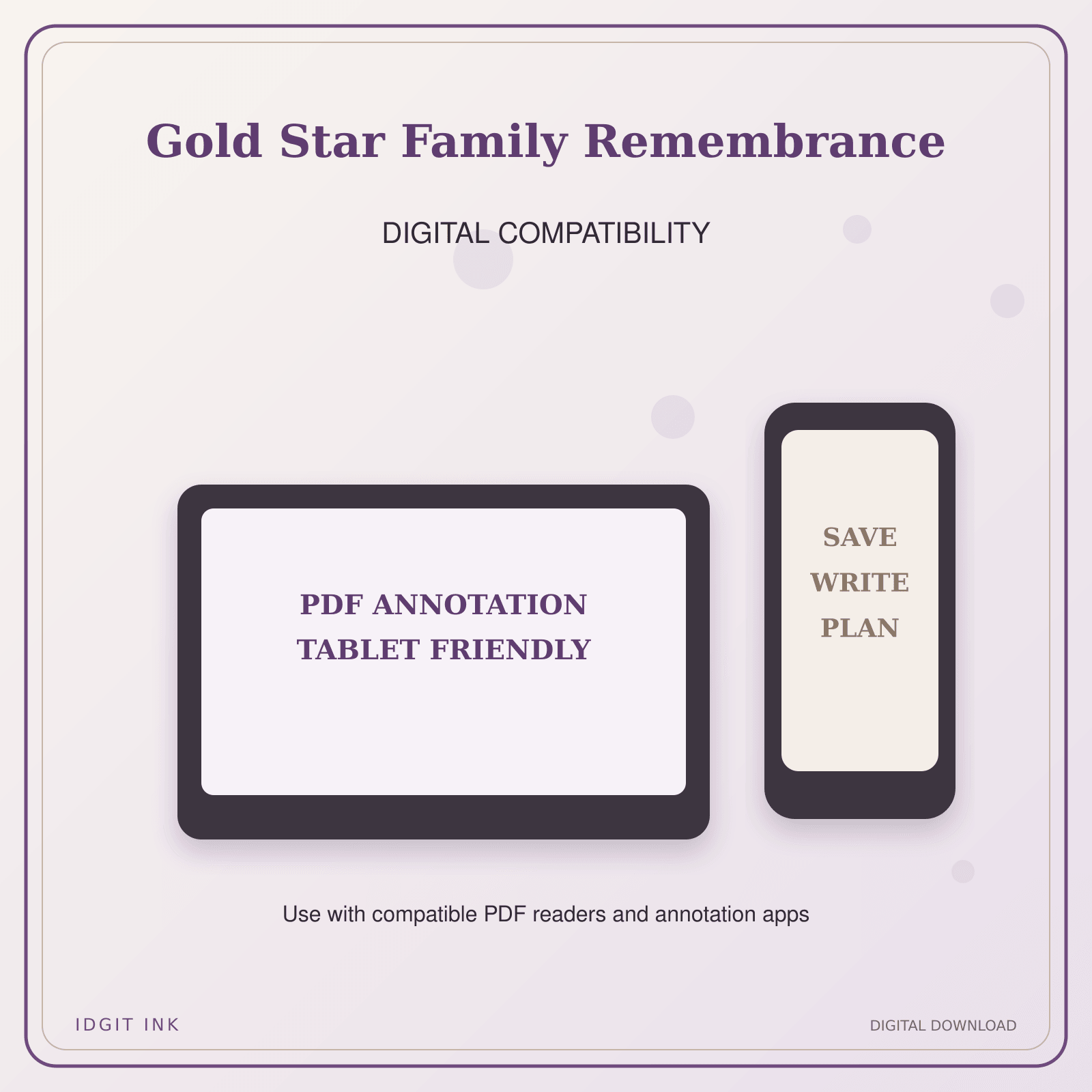 Idgit Ink Gold Star Family Remembrance deluxe journal and planner bundle — tablet and pdf annotation compatibility