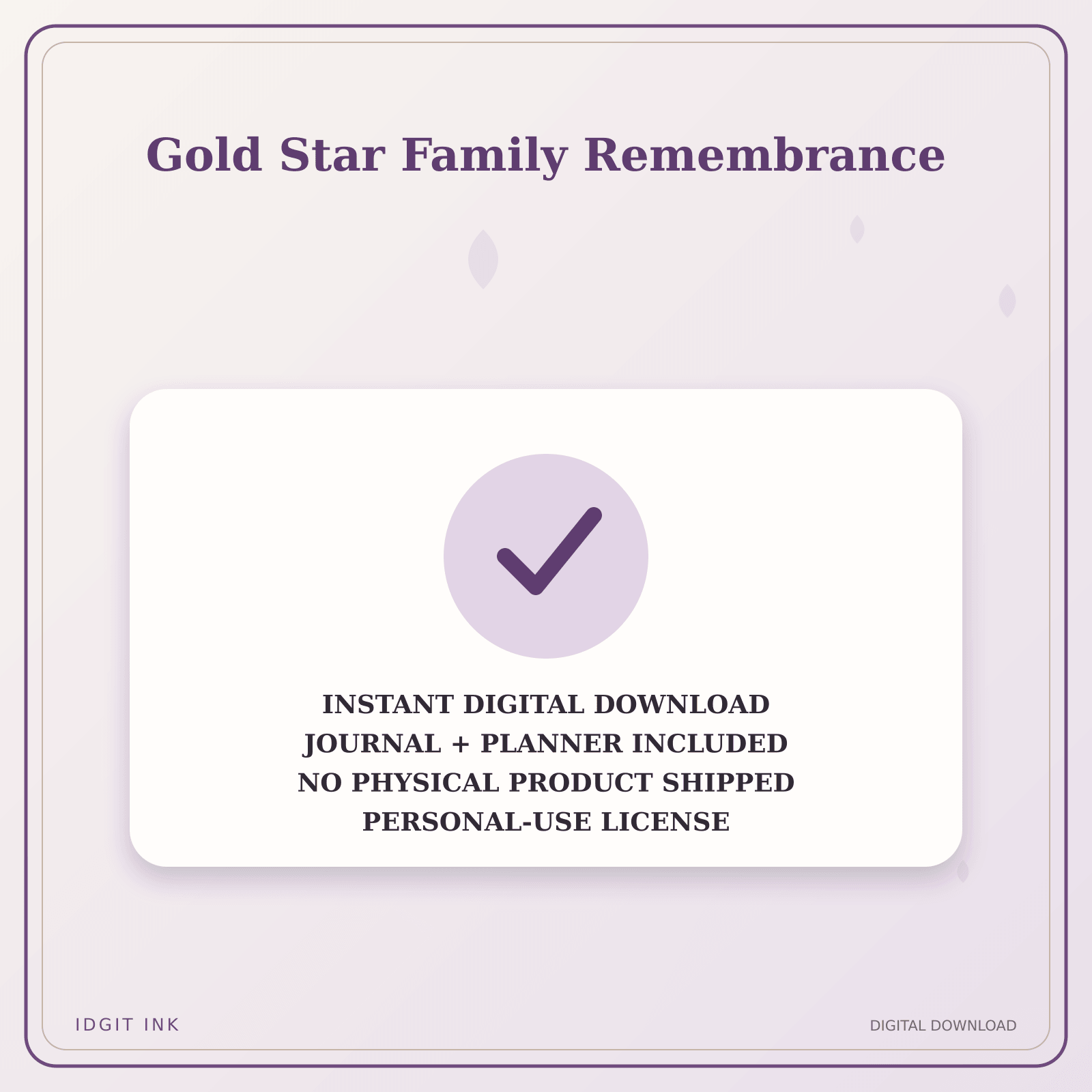 Idgit Ink Gold Star Family Remembrance deluxe journal and planner bundle — instant download and no physical product notice