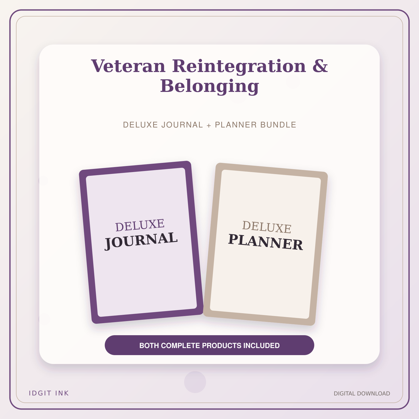 Idgit Ink Veteran Reintegration & Belonging deluxe journal and planner bundle — primary bundle cover showing both deluxe products
