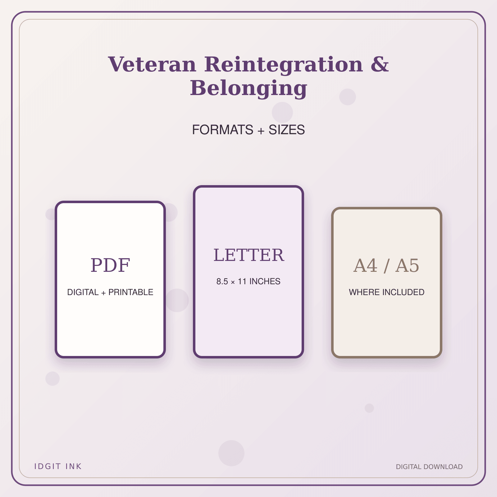 Idgit Ink Veteran Reintegration & Belonging deluxe journal and planner bundle — digital formats and available page sizes