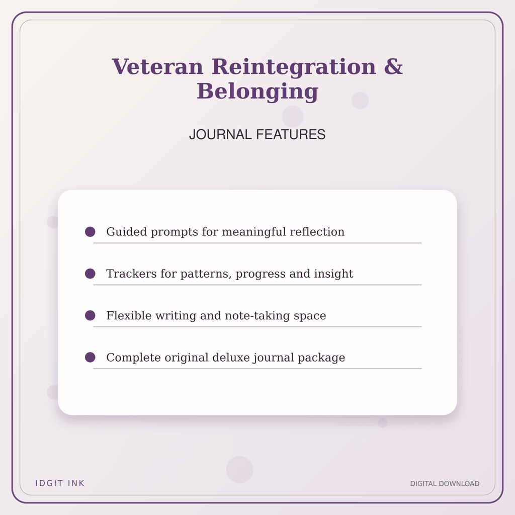 Idgit Ink Veteran Reintegration & Belonging deluxe journal and planner bundle — journal prompts and reflection features