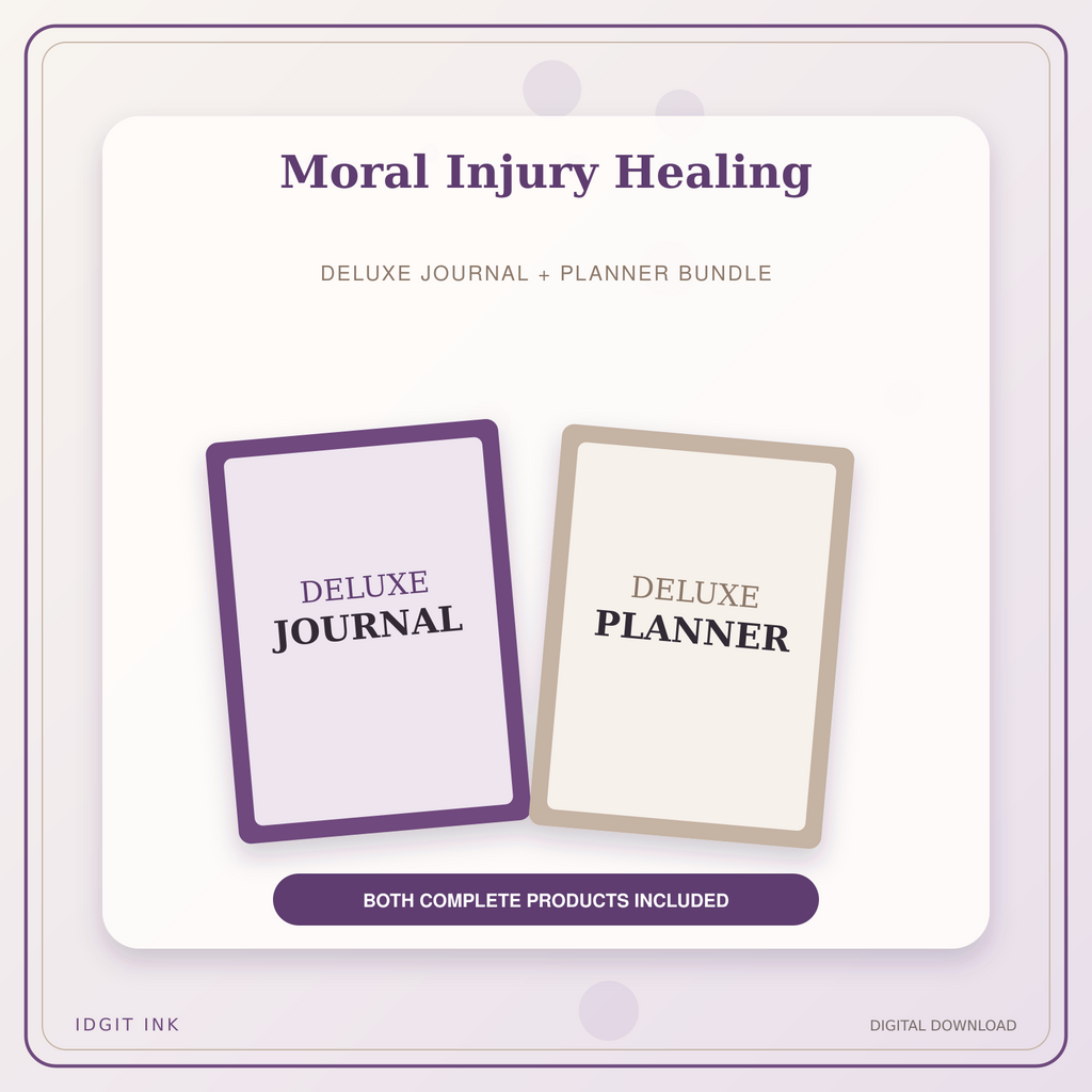 Idgit Ink Moral Injury Healing deluxe journal and planner bundle — primary bundle cover showing both deluxe products