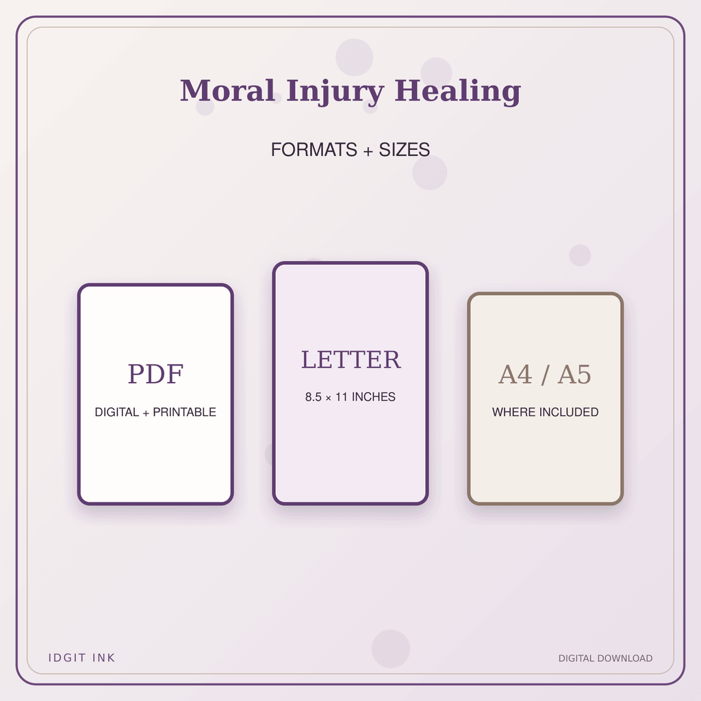 Idgit Ink Moral Injury Healing deluxe journal and planner bundle — digital formats and available page sizes