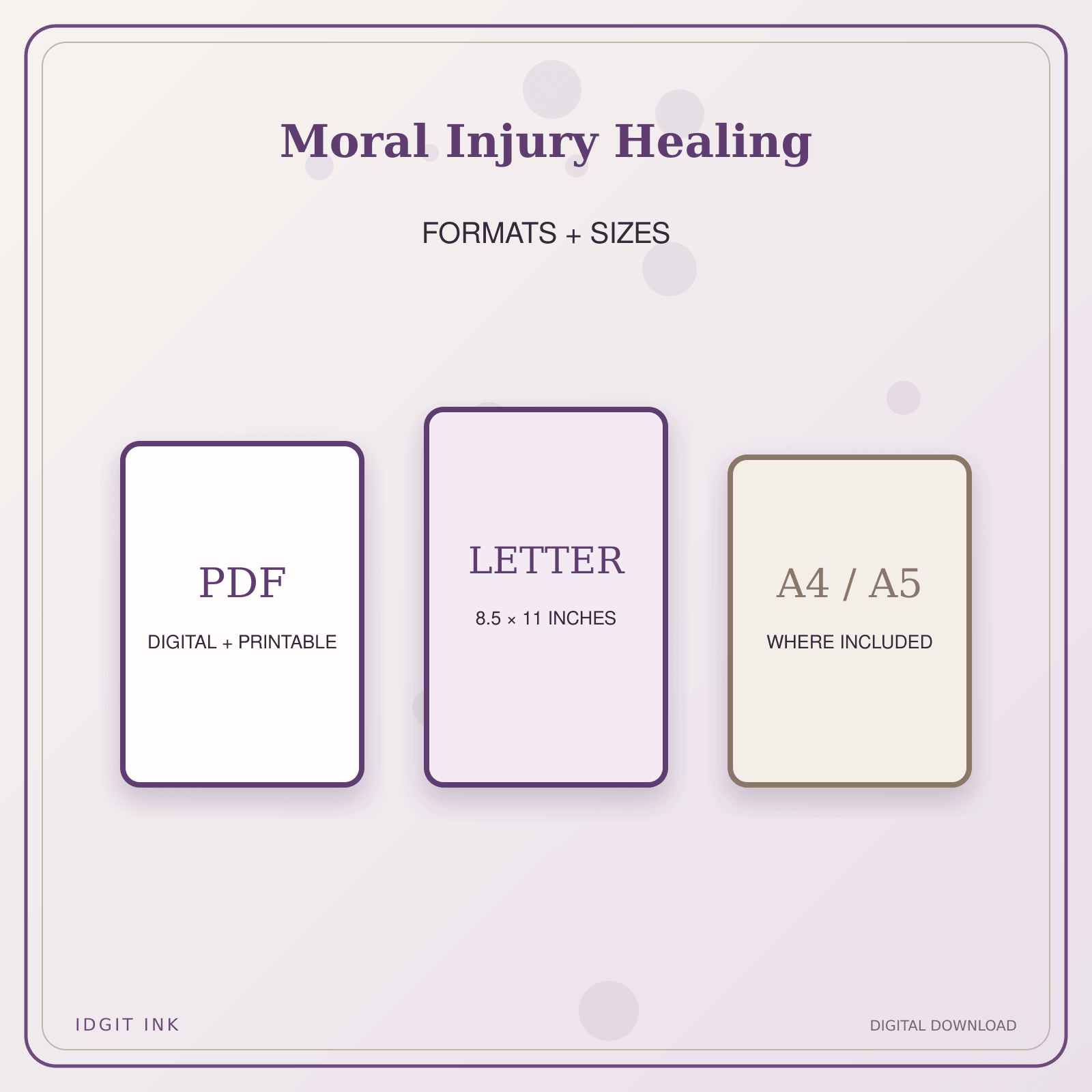 Idgit Ink Moral Injury Healing deluxe journal and planner bundle — digital formats and available page sizes