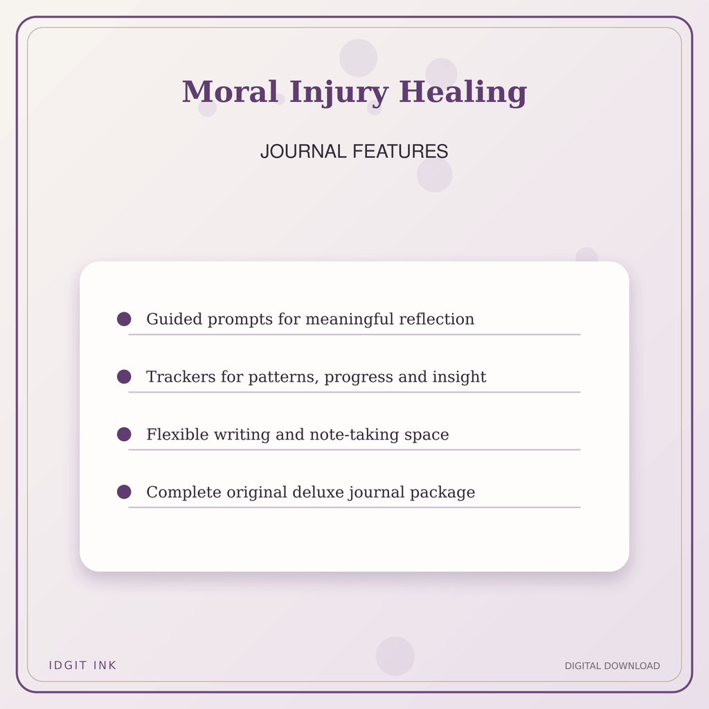 Idgit Ink Moral Injury Healing deluxe journal and planner bundle — journal prompts and reflection features