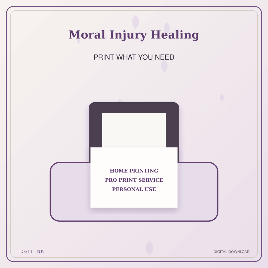 Idgit Ink Moral Injury Healing deluxe journal and planner bundle — home and professional printing information