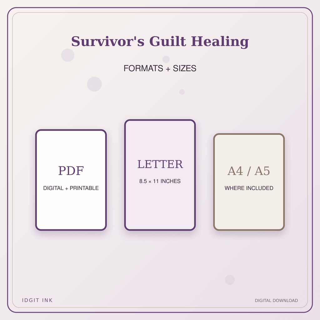 Idgit Ink Survivor's Guilt Healing deluxe journal and planner bundle — digital formats and available page sizes