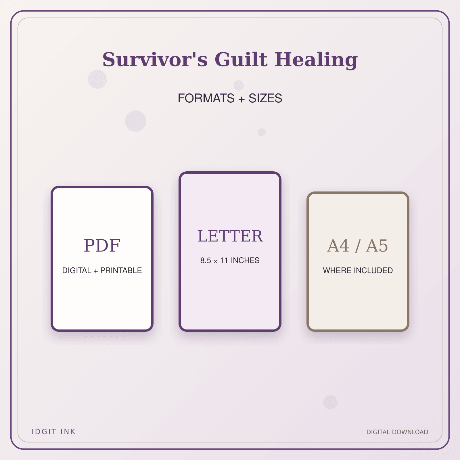 Idgit Ink Survivor's Guilt Healing deluxe journal and planner bundle — digital formats and available page sizes