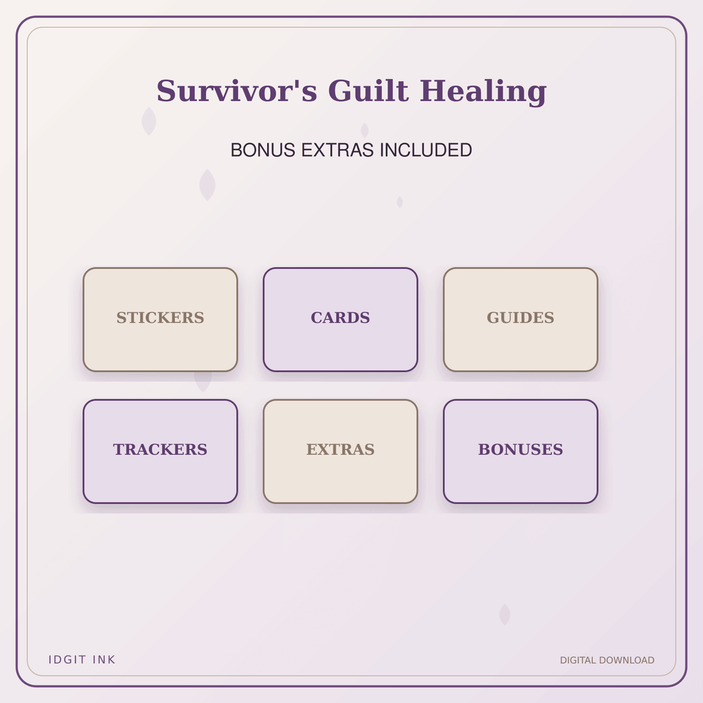 Idgit Ink Survivor's Guilt Healing deluxe journal and planner bundle — included digital stickers and cards
