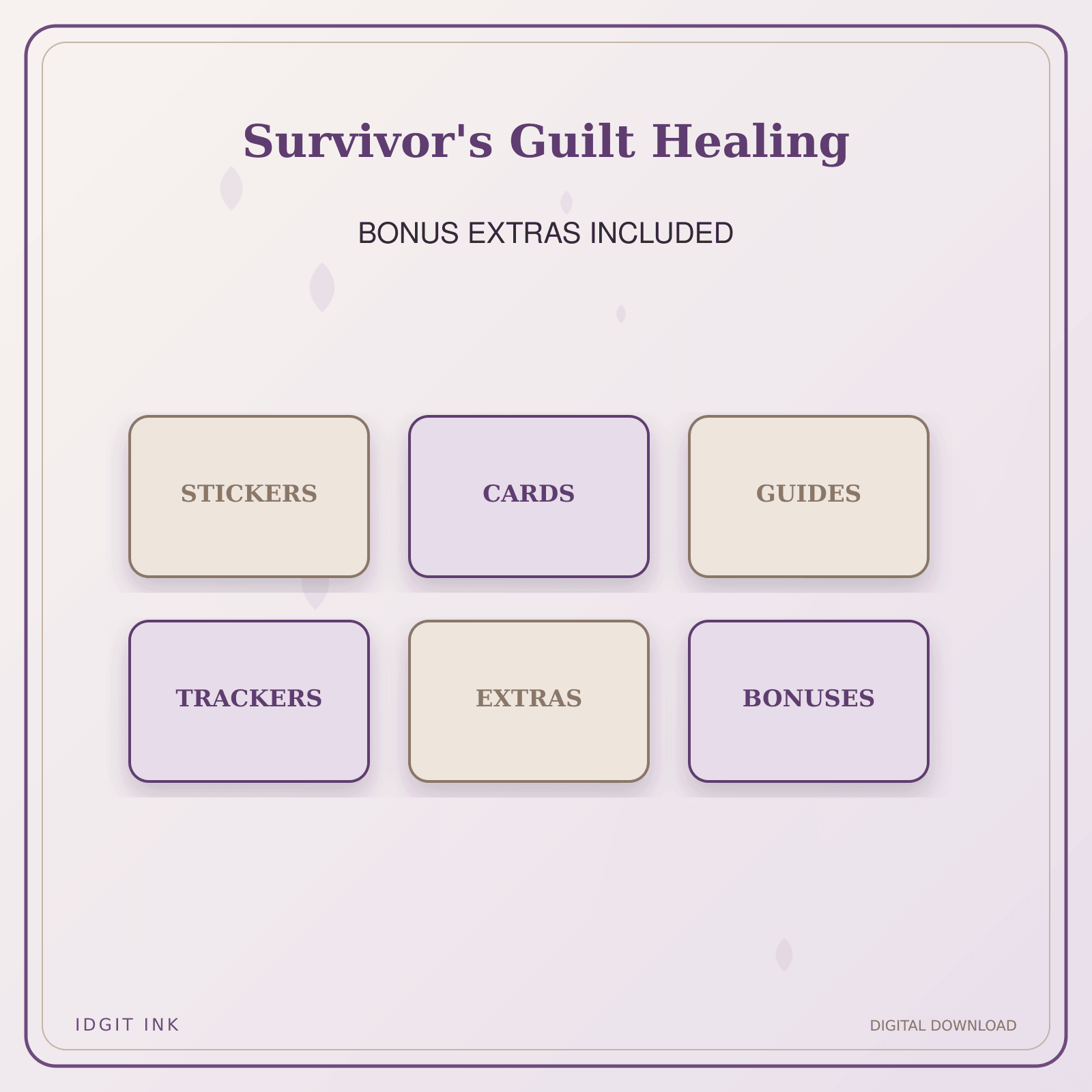 Idgit Ink Survivor's Guilt Healing deluxe journal and planner bundle — included digital stickers and cards
