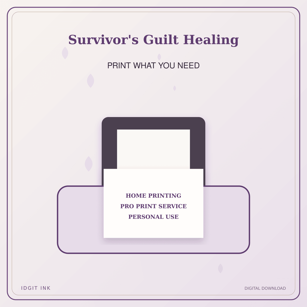 Idgit Ink Survivor's Guilt Healing deluxe journal and planner bundle — home and professional printing information