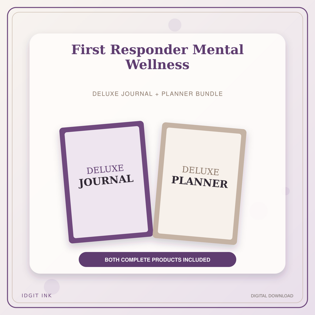 Idgit Ink First Responder Mental Wellness deluxe journal and planner bundle — primary bundle cover showing both deluxe products
