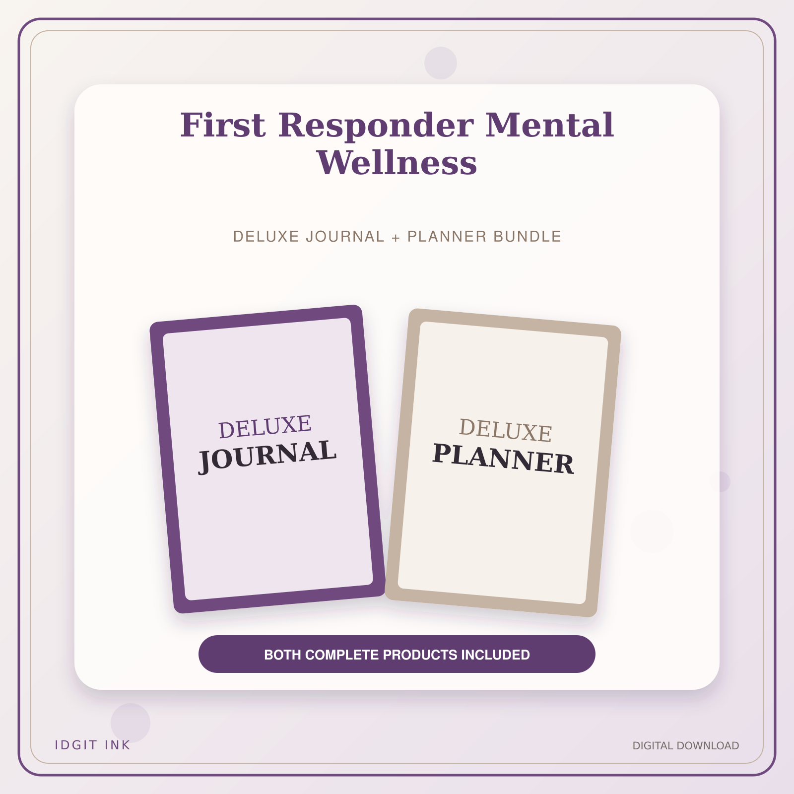 Idgit Ink First Responder Mental Wellness deluxe journal and planner bundle — primary bundle cover showing both deluxe products