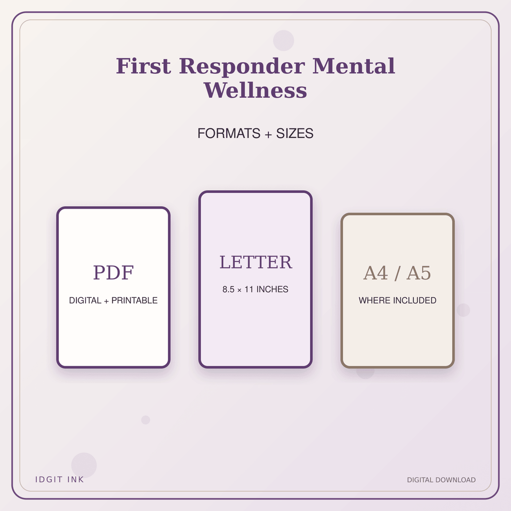 Idgit Ink First Responder Mental Wellness deluxe journal and planner bundle — digital formats and available page sizes