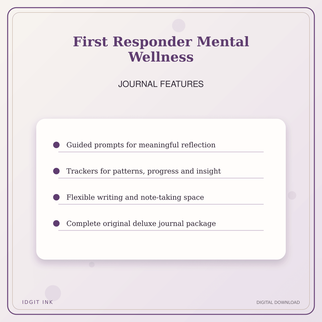 Idgit Ink First Responder Mental Wellness deluxe journal and planner bundle — journal prompts and reflection features