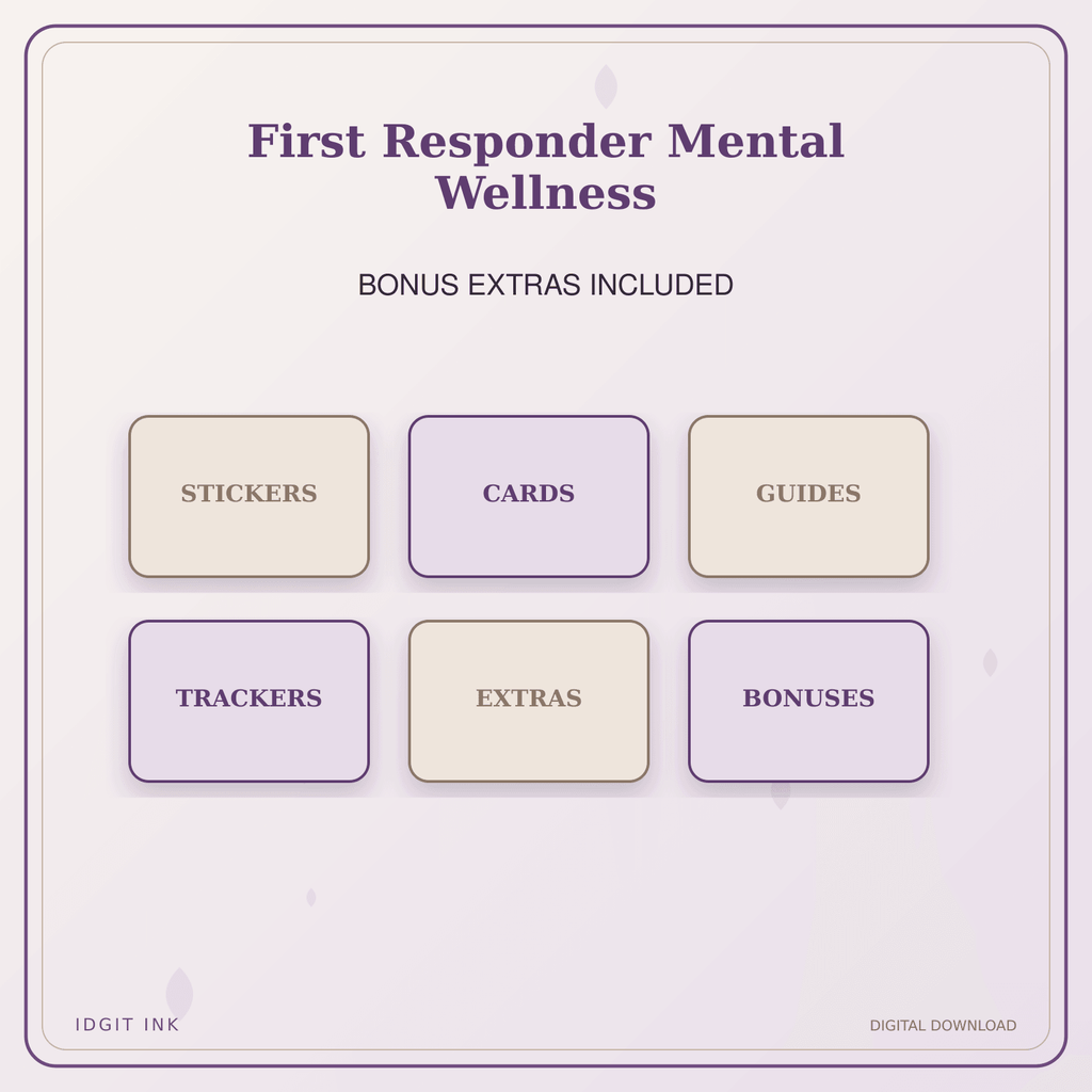 Idgit Ink First Responder Mental Wellness deluxe journal and planner bundle — included digital stickers and cards