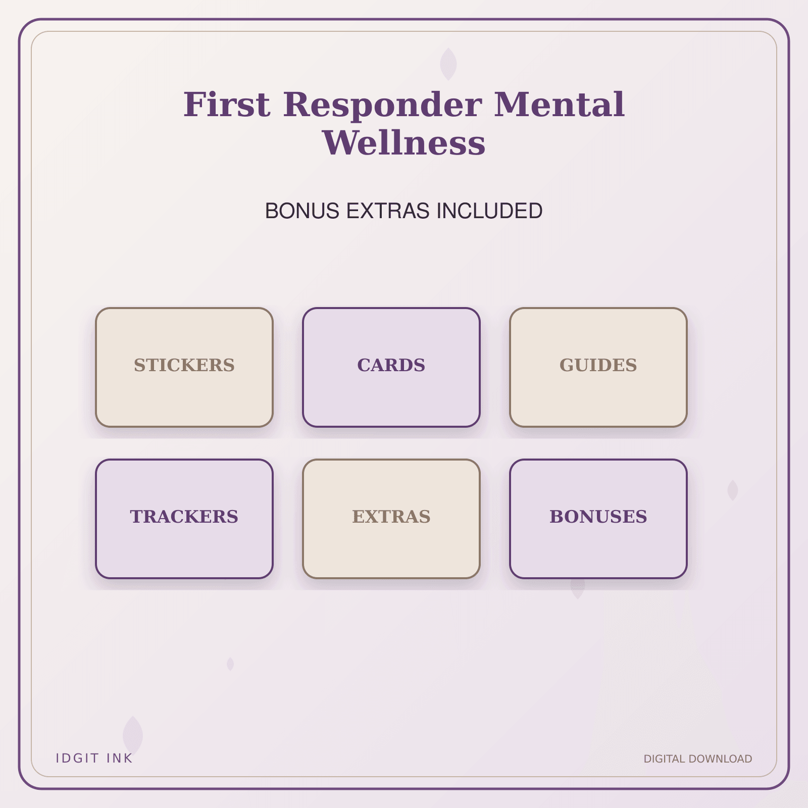 Idgit Ink First Responder Mental Wellness deluxe journal and planner bundle — included digital stickers and cards