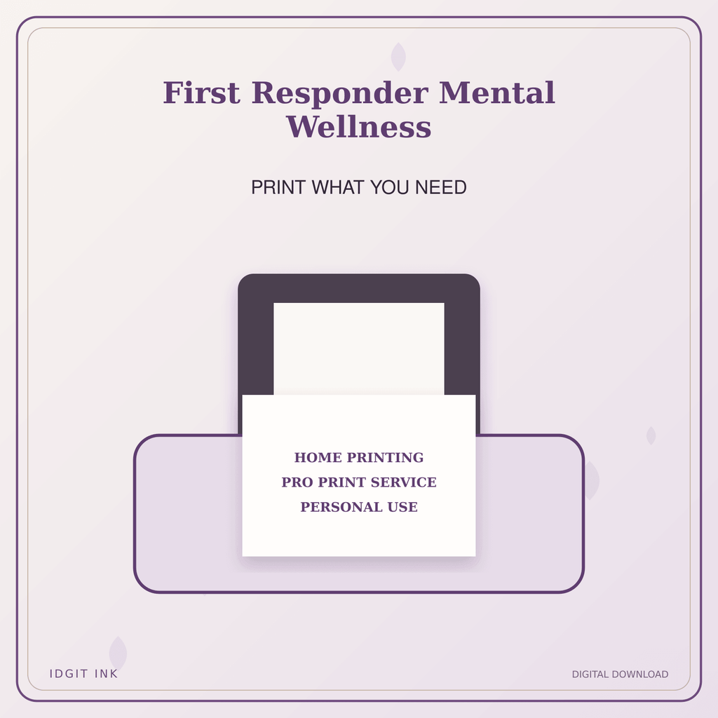 Idgit Ink First Responder Mental Wellness deluxe journal and planner bundle — home and professional printing information