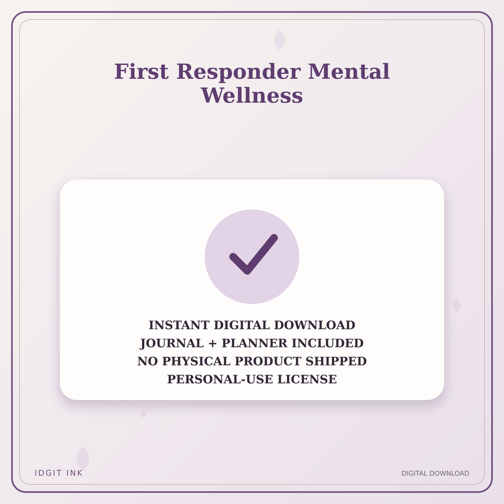 Idgit Ink First Responder Mental Wellness deluxe journal and planner bundle — instant download and no physical product notice