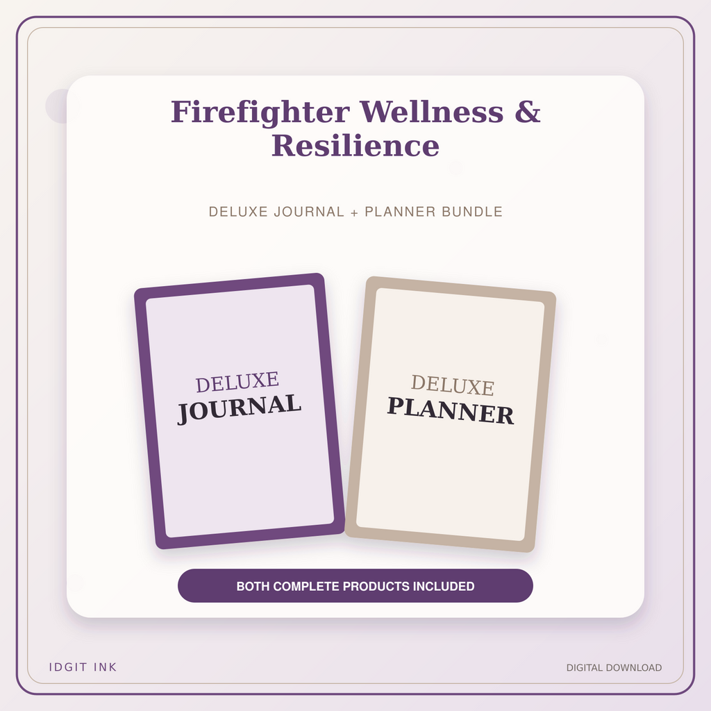 Idgit Ink Firefighter Wellness & Resilience deluxe journal and planner bundle — primary bundle cover showing both deluxe products