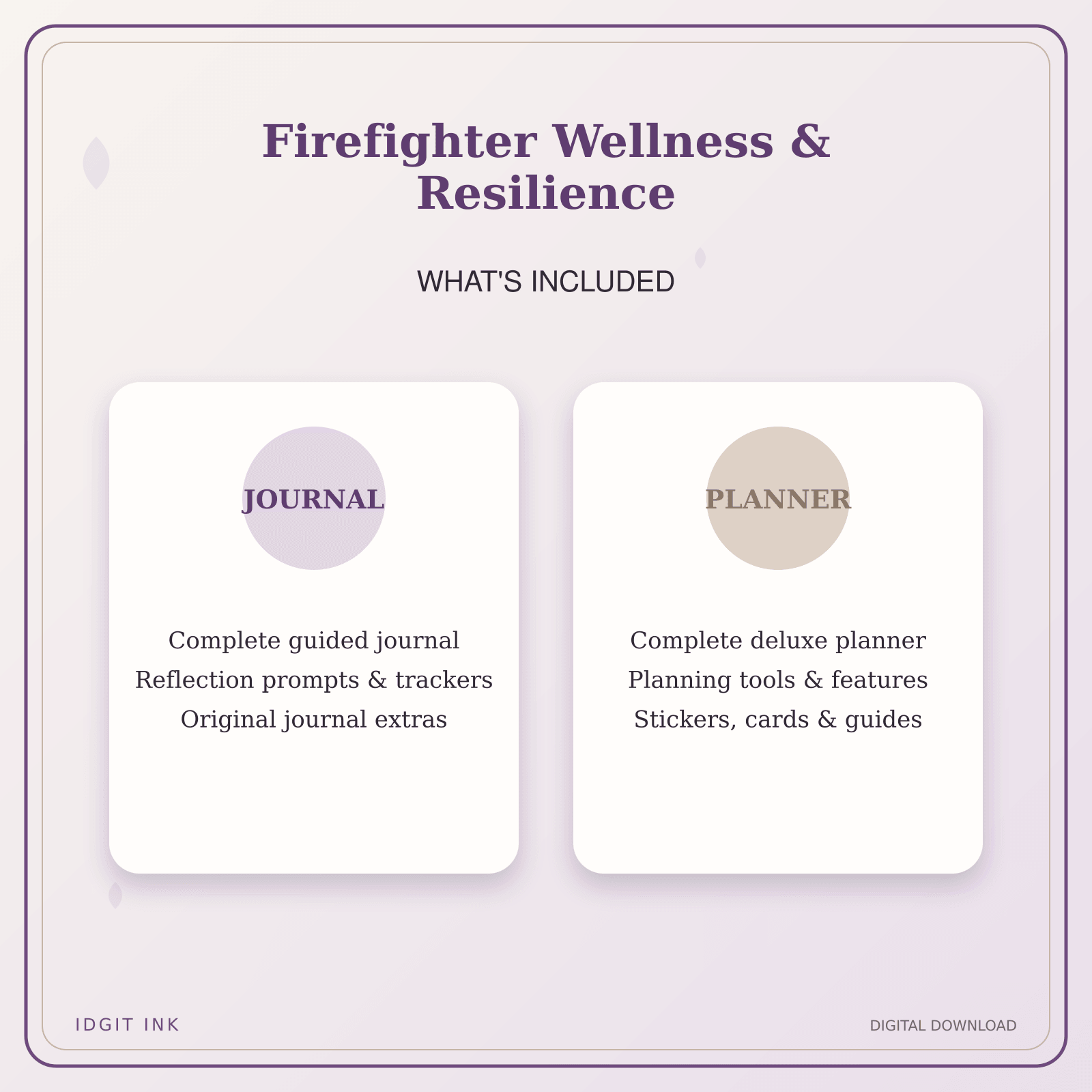 Idgit Ink Firefighter Wellness & Resilience deluxe journal and planner bundle — complete journal and planner bundle contents
