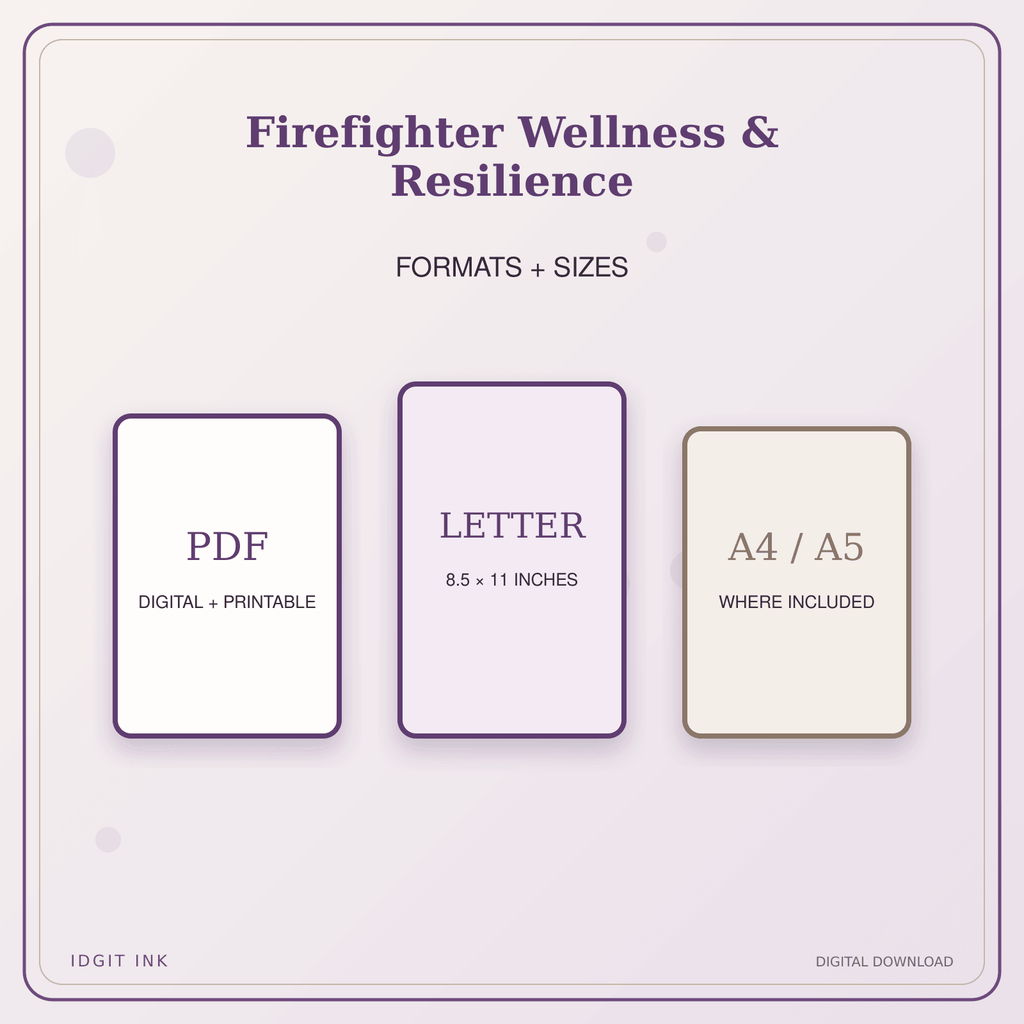 Idgit Ink Firefighter Wellness & Resilience deluxe journal and planner bundle — digital formats and available page sizes