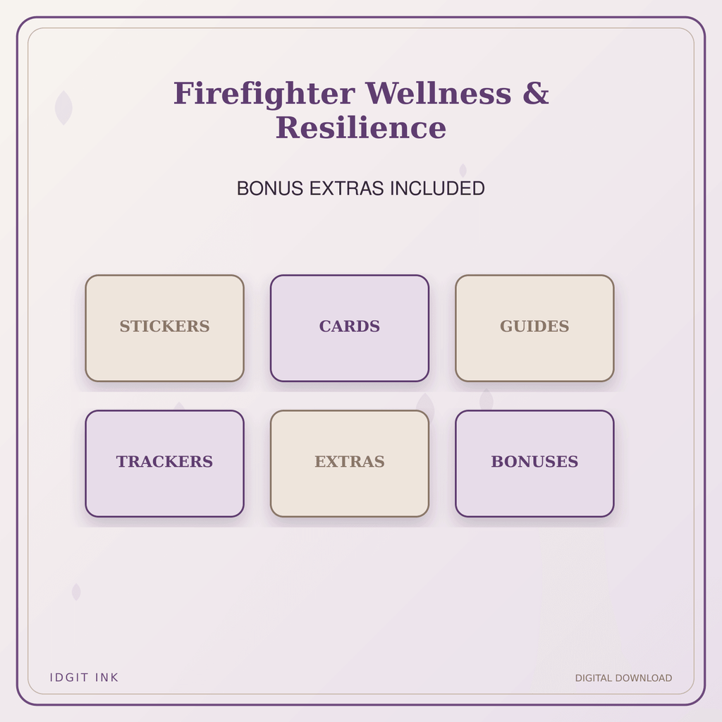 Idgit Ink Firefighter Wellness & Resilience deluxe journal and planner bundle — included digital stickers and cards