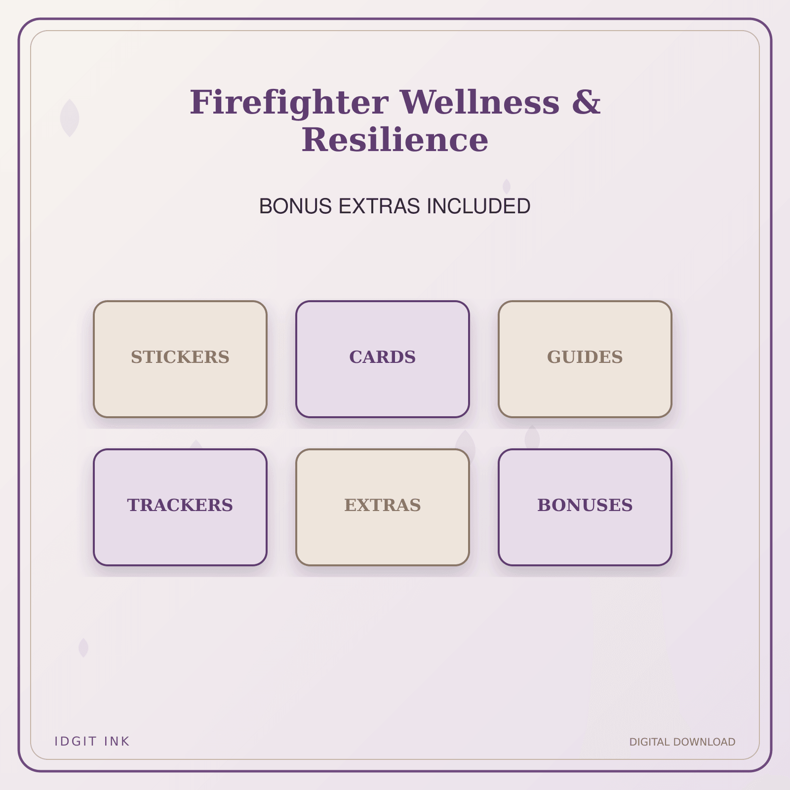 Idgit Ink Firefighter Wellness & Resilience deluxe journal and planner bundle — included digital stickers and cards