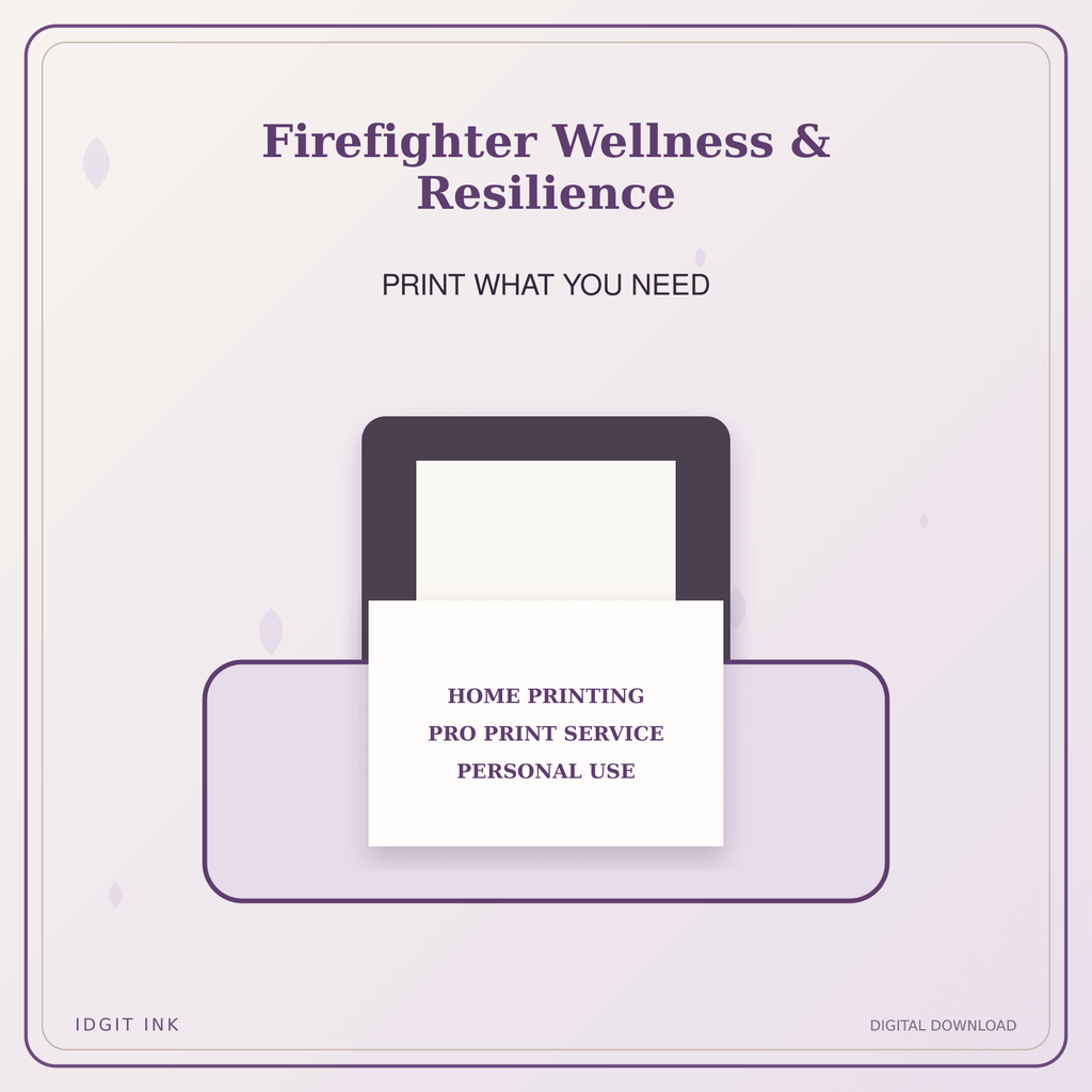 Idgit Ink Firefighter Wellness & Resilience deluxe journal and planner bundle — home and professional printing information
