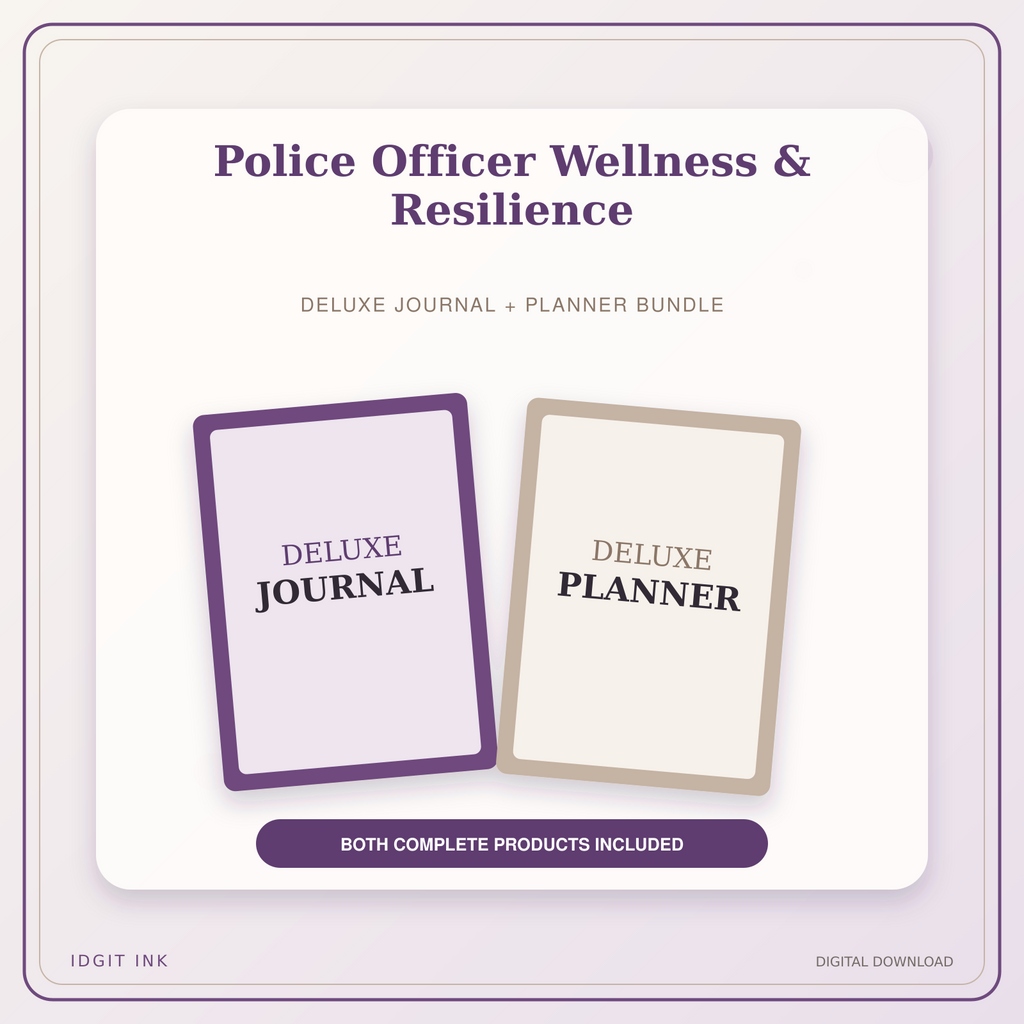 Idgit Ink Police Officer Wellness & Resilience deluxe journal and planner bundle — primary bundle cover showing both deluxe products