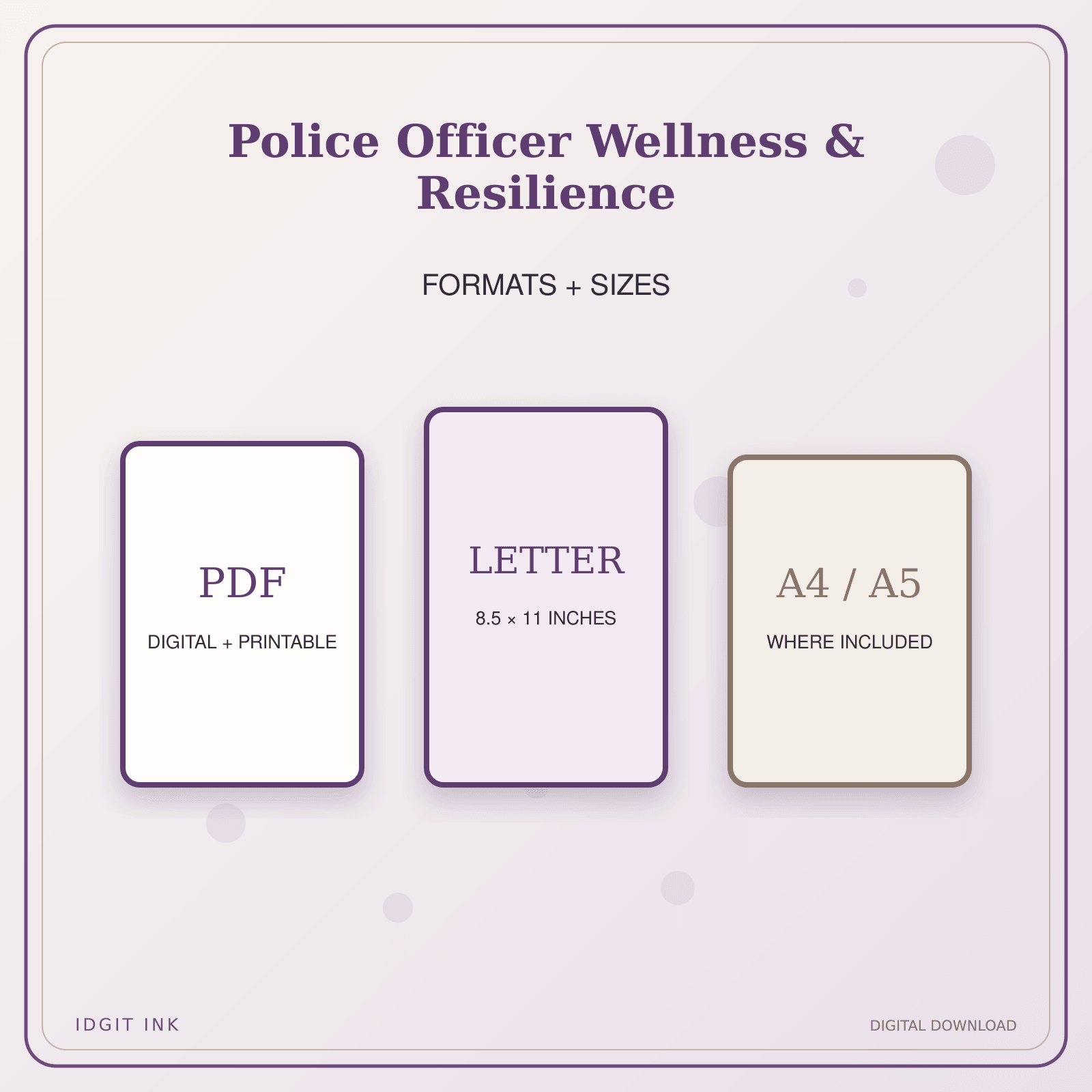 Idgit Ink Police Officer Wellness & Resilience deluxe journal and planner bundle — digital formats and available page sizes