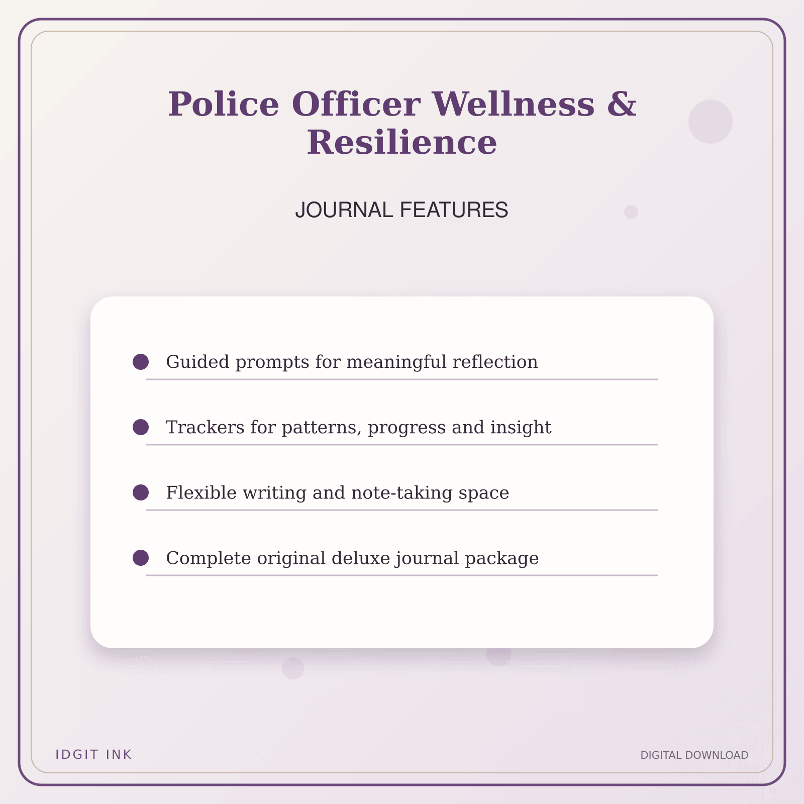 Idgit Ink Police Officer Wellness & Resilience deluxe journal and planner bundle — journal prompts and reflection features
