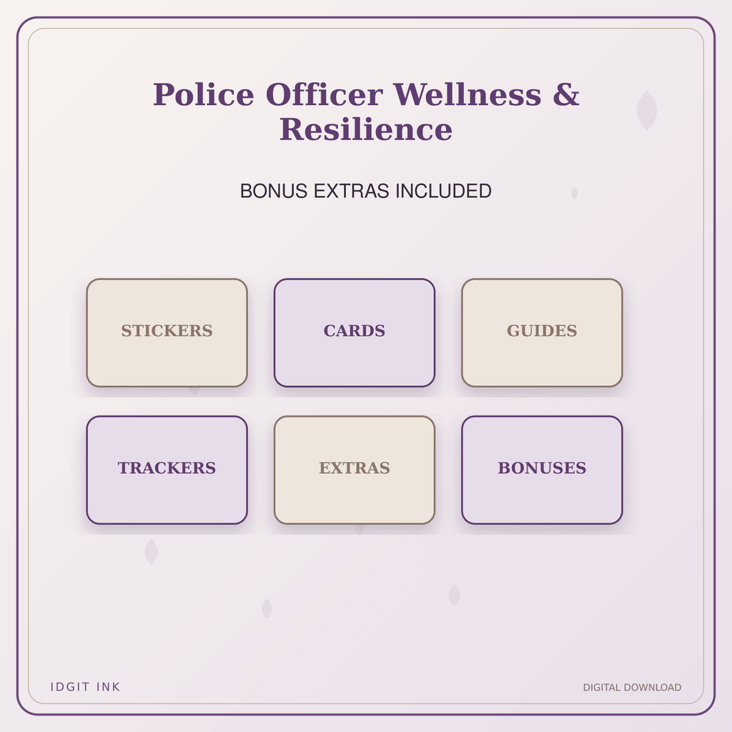 Idgit Ink Police Officer Wellness & Resilience deluxe journal and planner bundle — included digital stickers and cards