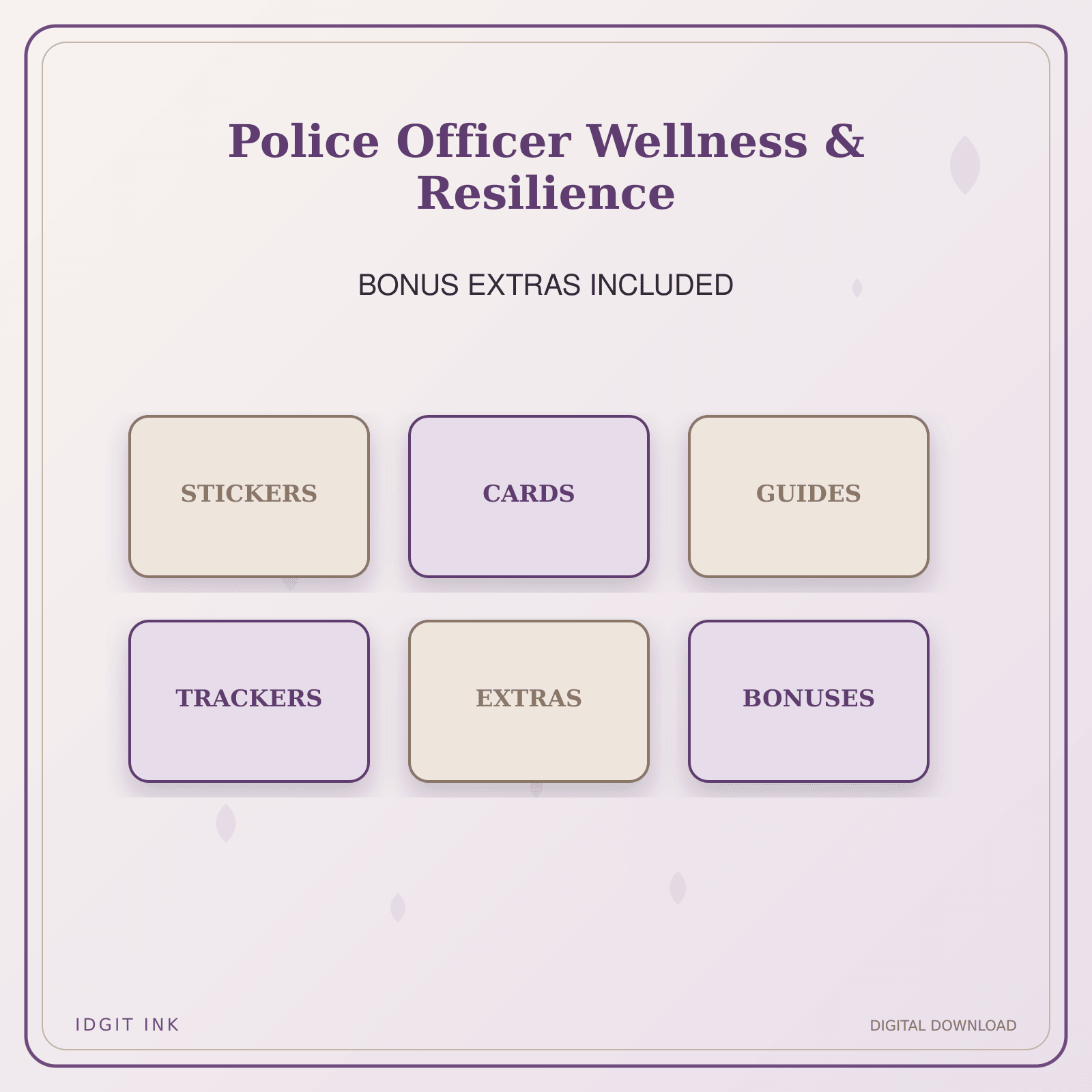 Idgit Ink Police Officer Wellness & Resilience deluxe journal and planner bundle — included digital stickers and cards