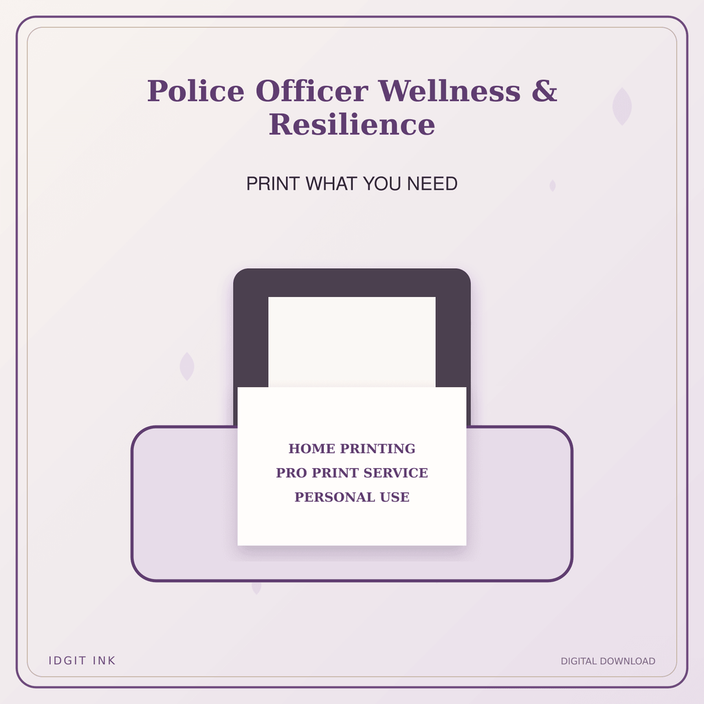 Idgit Ink Police Officer Wellness & Resilience deluxe journal and planner bundle — home and professional printing information