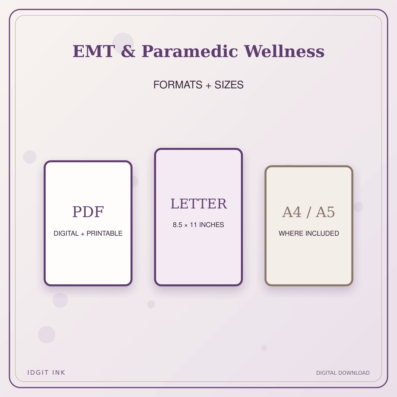 Idgit Ink EMT & Paramedic Wellness deluxe journal and planner bundle — digital formats and available page sizes