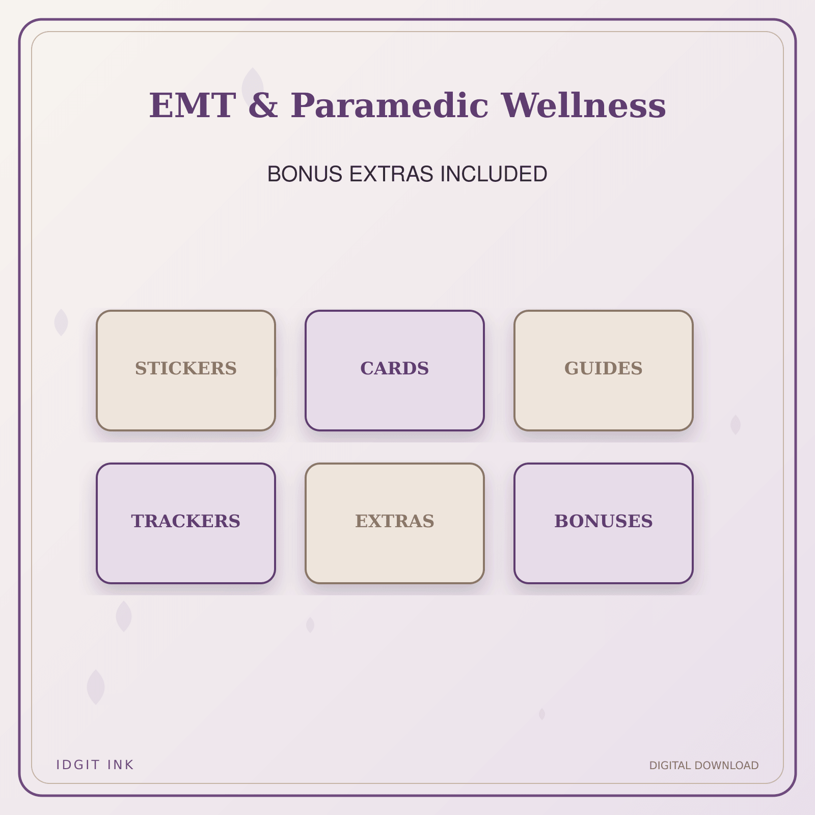 Idgit Ink EMT & Paramedic Wellness deluxe journal and planner bundle — included digital stickers and cards